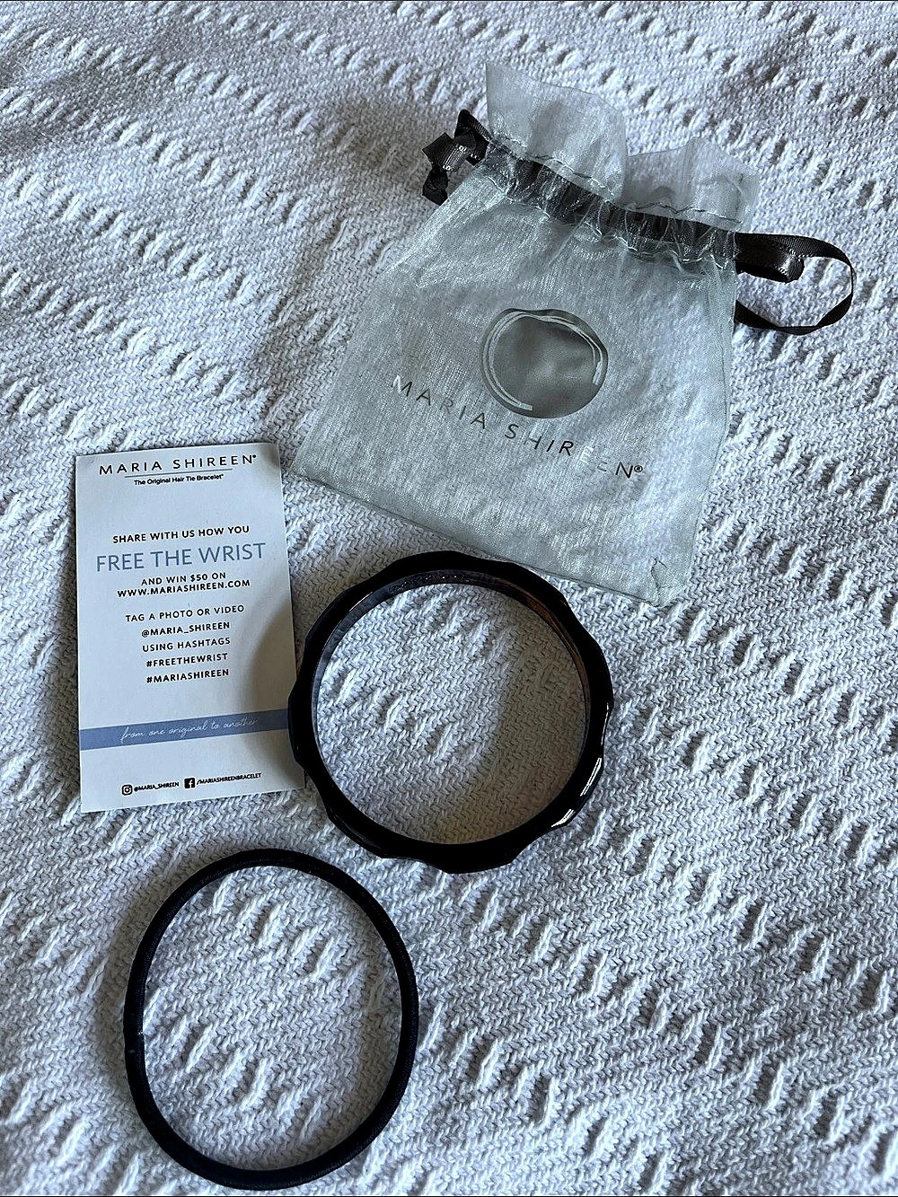 Maria Shireen Hair Tie Bangle Plastic Tortoise in Black & Clear